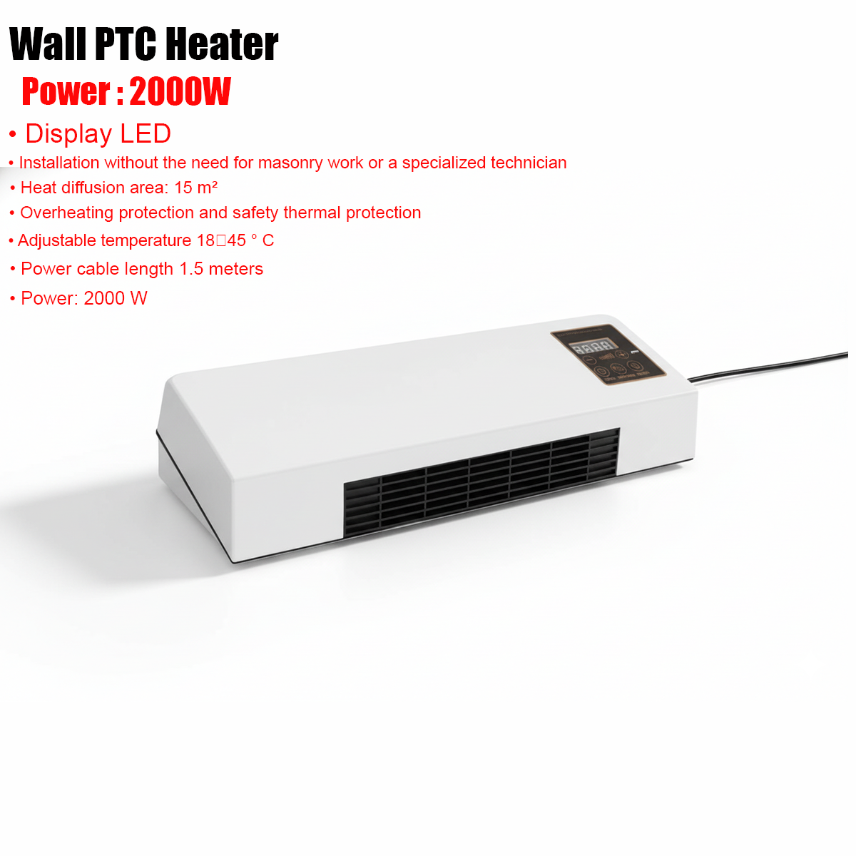 PTC wall-mounted fan heater, power 2000W, INN-581 Nonliving